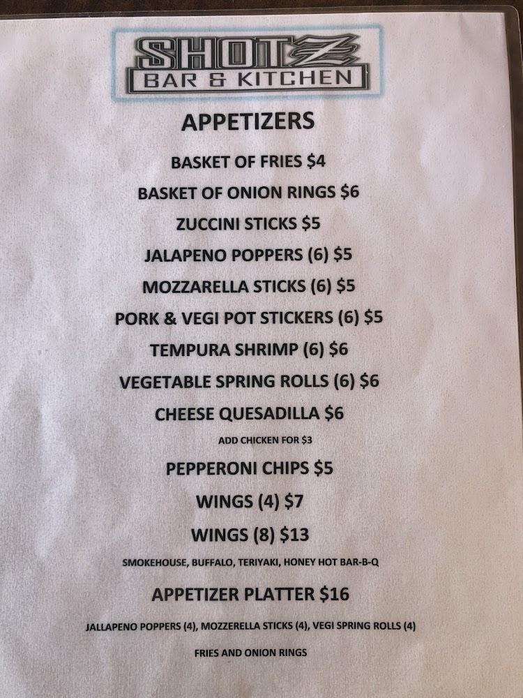 Shotz Bar & Kitchen Menu image 2
